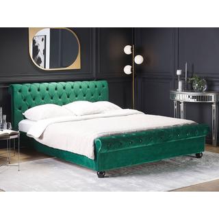 Beliani Letto con rete a doghe en Velluto Glamour AVALLON  