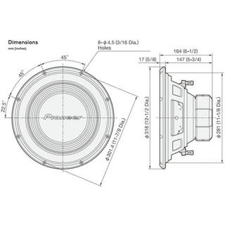 Pioneer  Subwoofer 30cm dual Voice coil 1500W 4 Ohm 