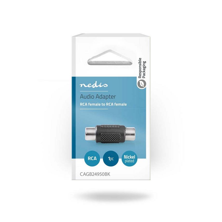 Nedis  Adaptateur audio mono | RCA femelle | RCA femelle | nickelé | droit | ABS | noir | 1 pc. | Boîte 