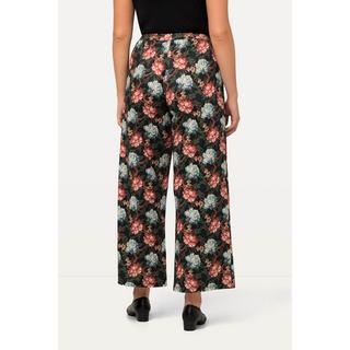 Ulla Popken  Pantalon en jersey, jambe large et taille élastique, motif floral 