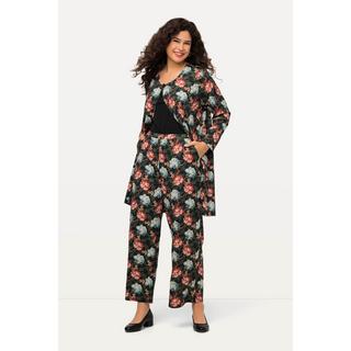 Ulla Popken  Pantalon en jersey, jambe large et taille élastique, motif floral 