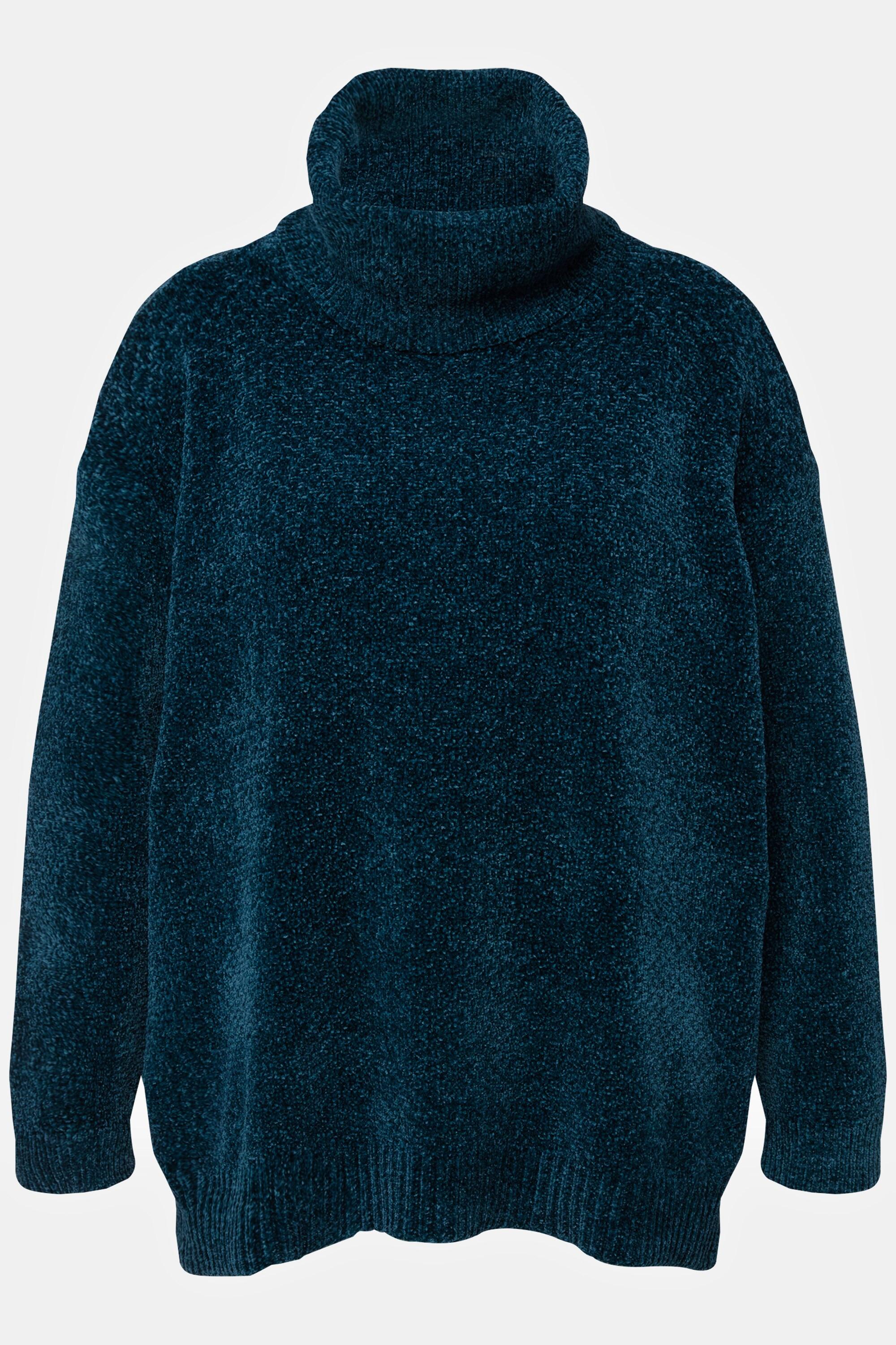 Ulla Popken  Pullover di ciniglia dal taglio oversize con collo alto e maniche lunghe 