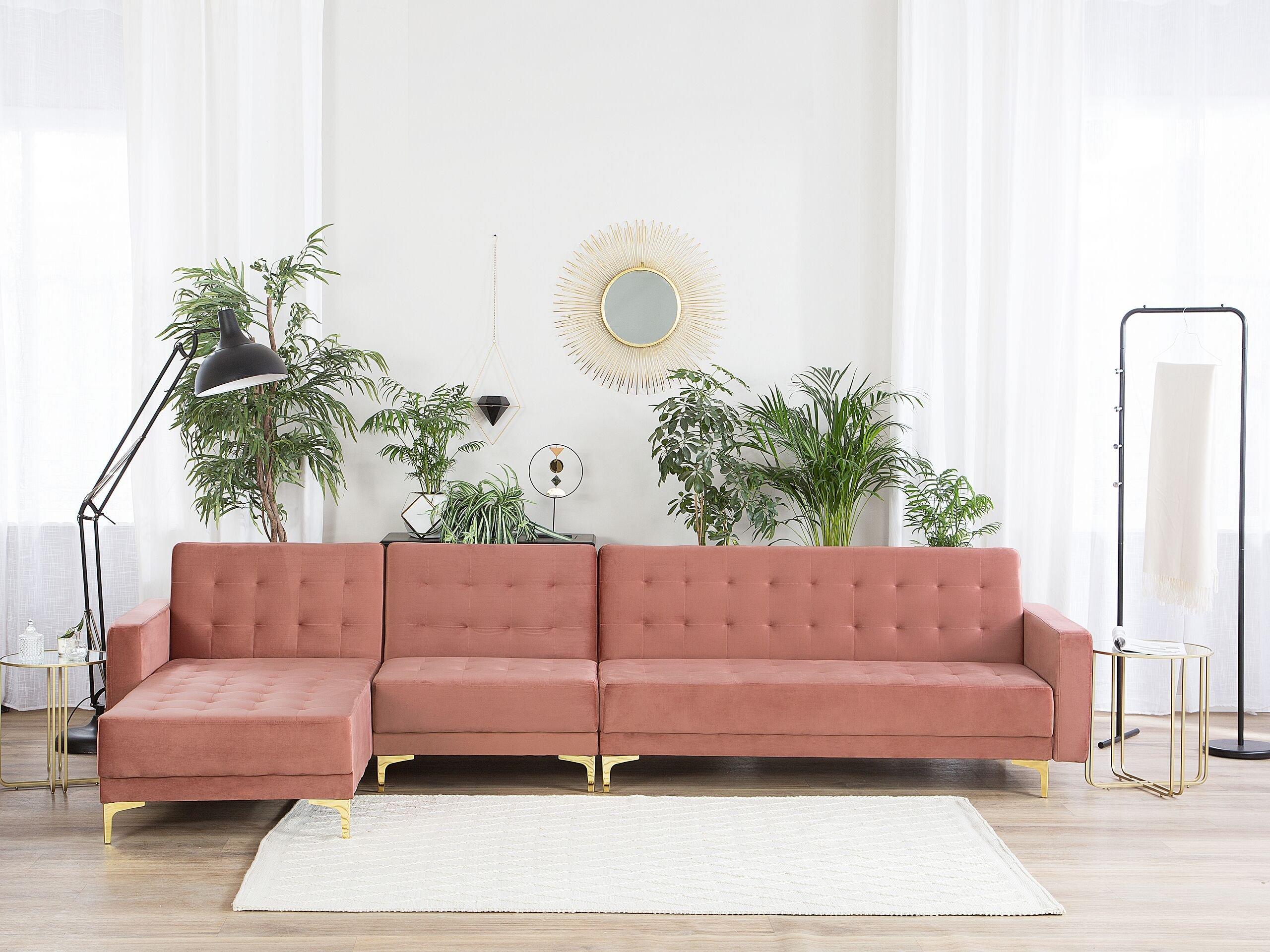 Beliani Ecksofa aus Samtstoff Modern ABERDEEN  