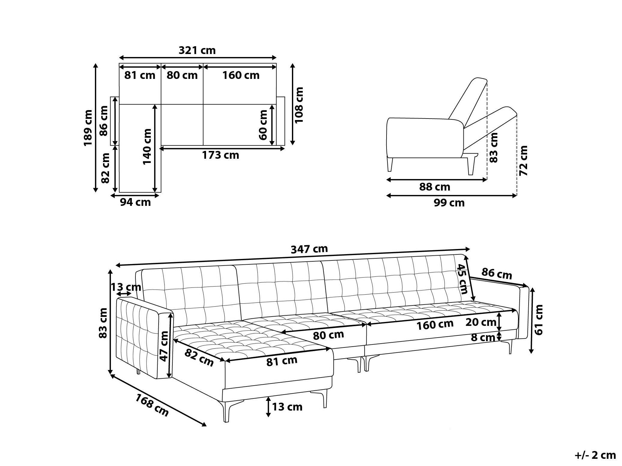 Beliani Ecksofa aus Samtstoff Modern ABERDEEN  