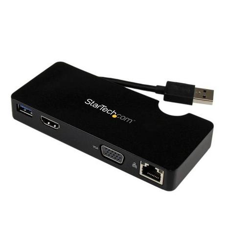 STARTECH.COM  Mini station d’accueil USB 3.0 universelle pour ordinateur portable avec HDMI ou VGA, Gigabit Ethernet, USB 3.0 