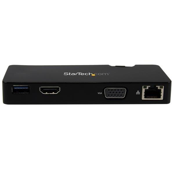 STARTECH.COM  Mini station d’accueil USB 3.0 universelle pour ordinateur portable avec HDMI ou VGA, Gigabit Ethernet, USB 3.0 