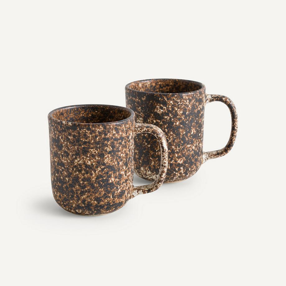 Lot de 2 mugs en grès émaillé mat