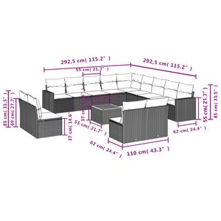 VidaXL Ensemble de canapés de jardin rotin synthétique  