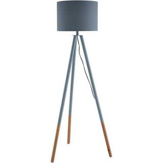 mutoni Lampadaire, structure en bois, chêne, abat-jour en textile, bleu-gris  