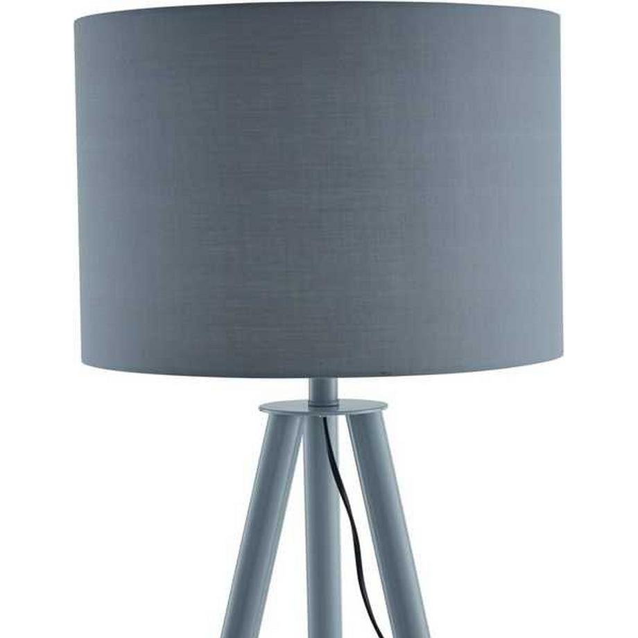 mutoni Lampadaire, structure en bois, chêne, abat-jour en textile, bleu-gris  