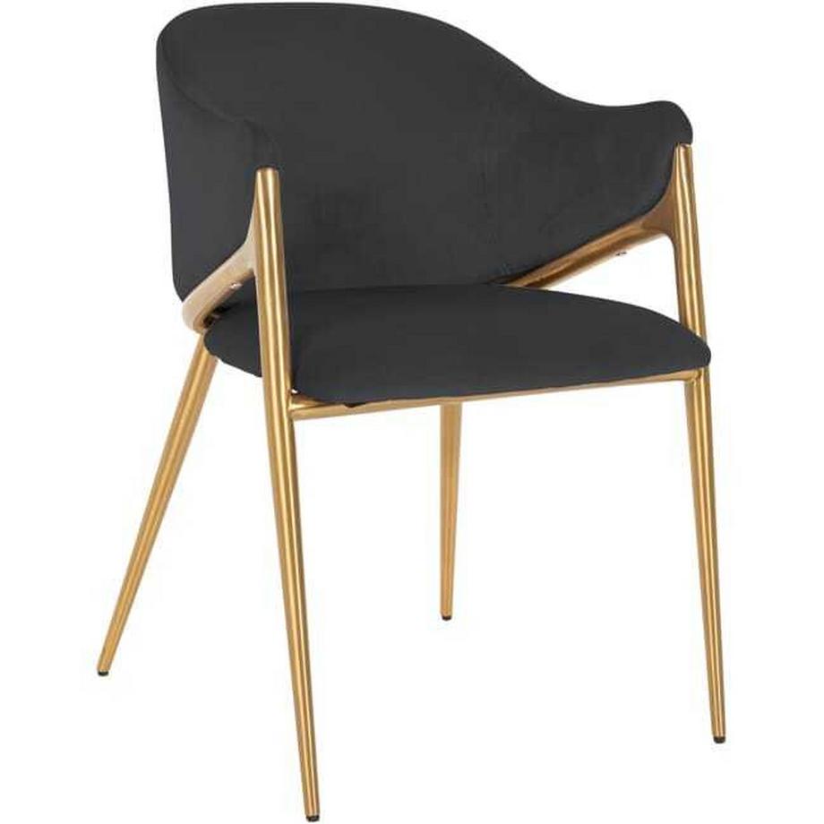 Chaise Gwen anthracite brossé or