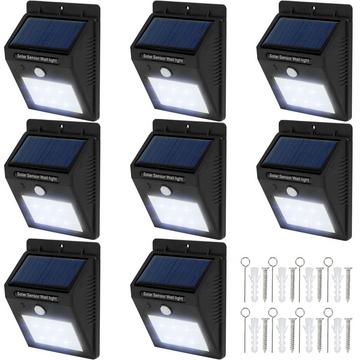8 LED Solar Leuchten mit Bewegungsmelder