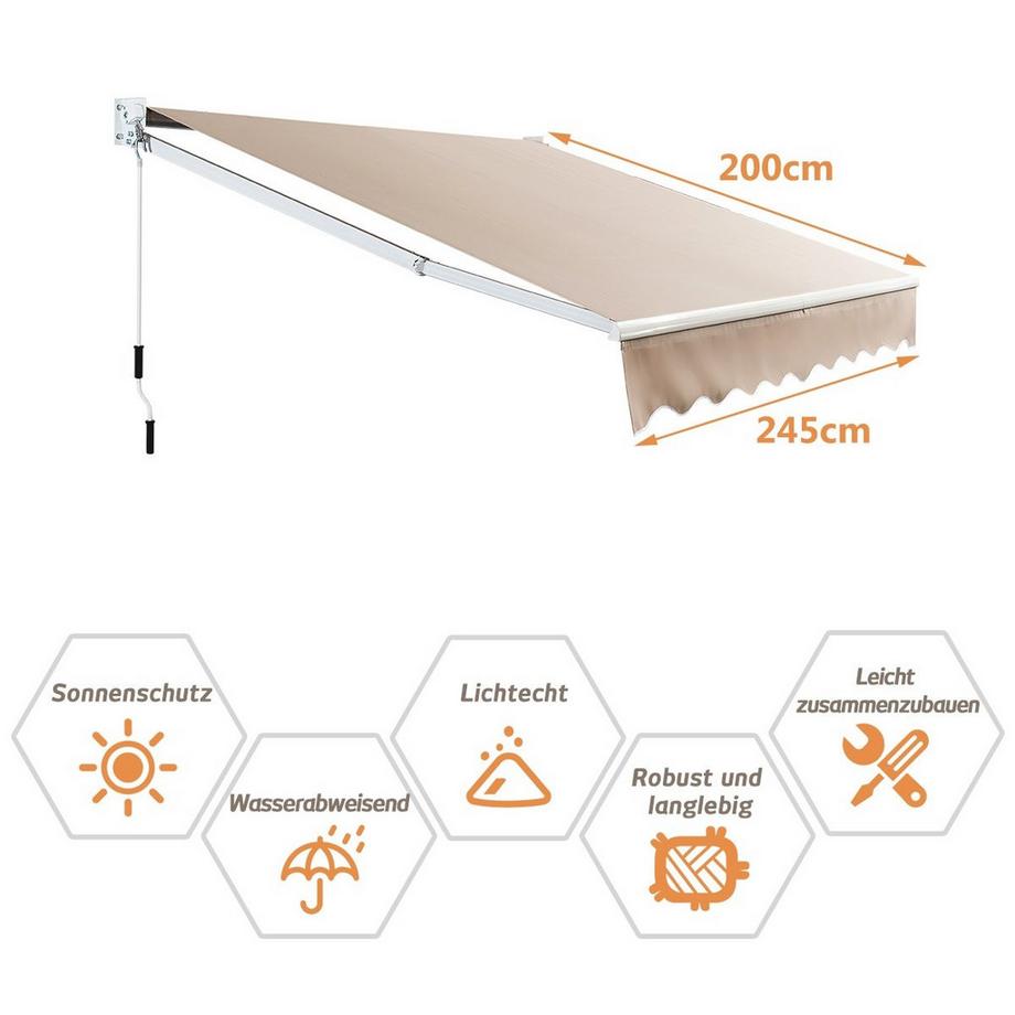 Northix Tenda da sole retrattile per patio  
