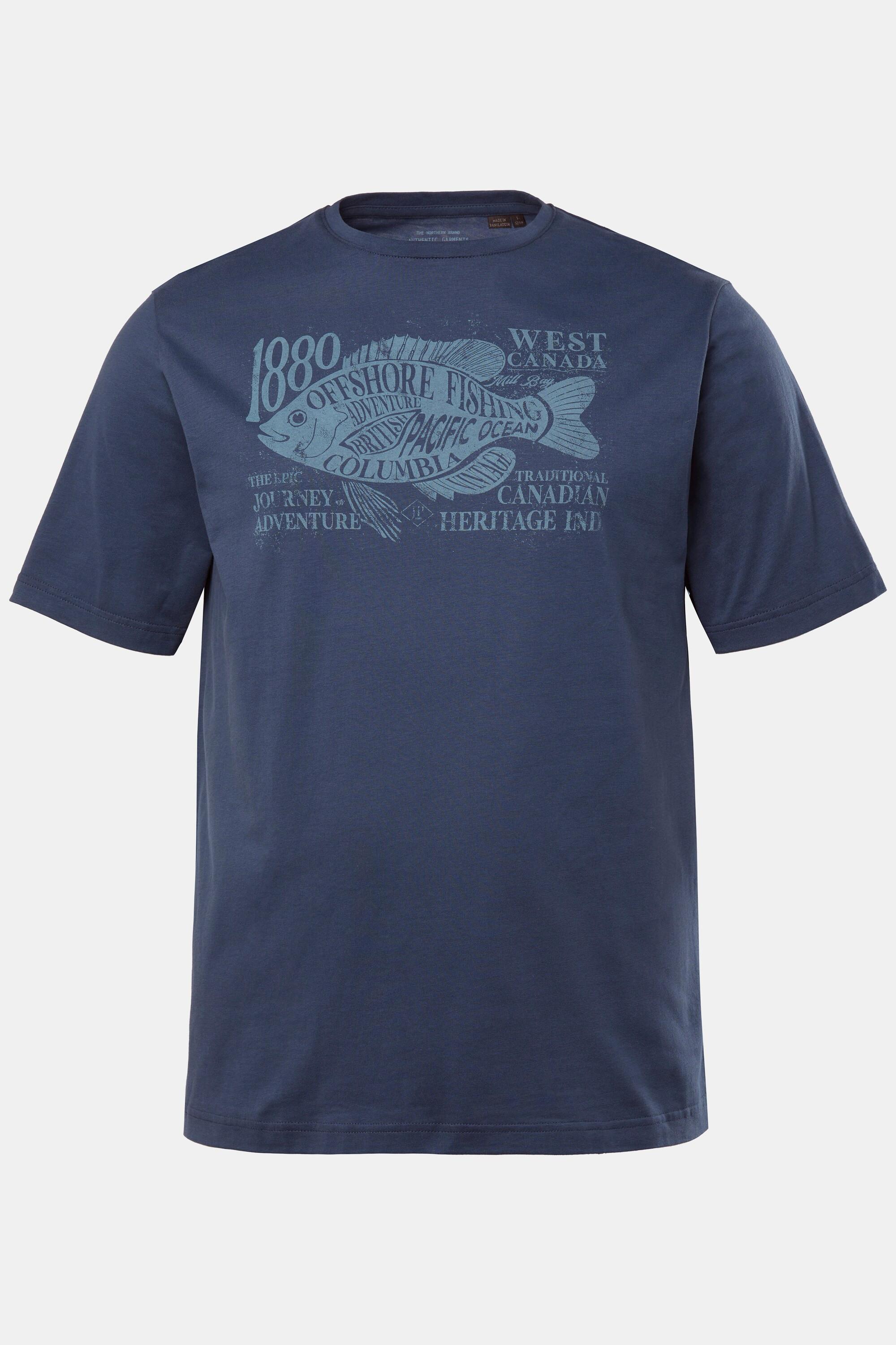 JP1880 Halbarm Rundhals T-Shirt mit Brust-Print  