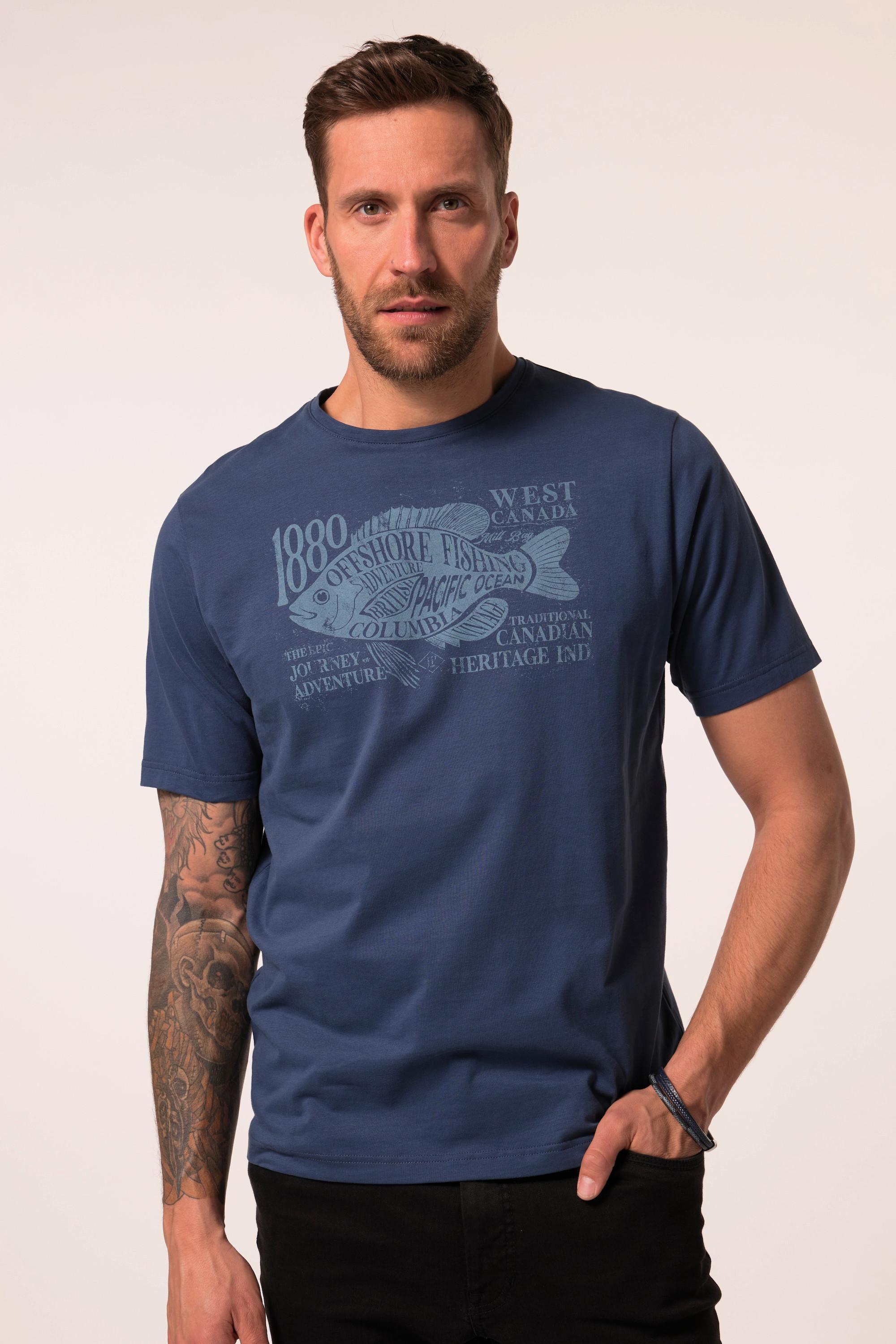 JP1880 Halbarm Rundhals T-Shirt mit Brust-Print  