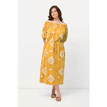 Maxi abito in cotone biologico con scollo elastico e mezze maniche