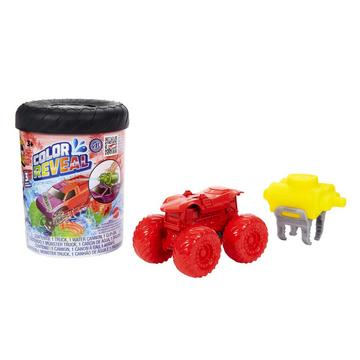 Hot Wheels Monster Trucks Color Reveal, 1 veicolo giocattolo con sorpresa ed effetto cambia colore ripetibile con acqua calda e fredda, giocattolo per bambini 3+ Anni