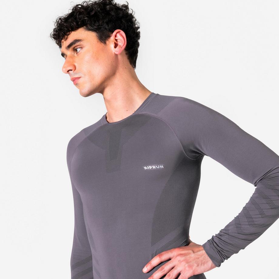KIPRUN  Langarm--Laufshirt schmal geschnitten Kiprun Run 500, nahtlos Violett 