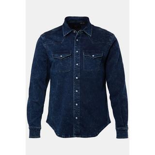 JP1880  Chemise en jean FLEXNAMIC®, tissu denim, manches longues et col Kent, coupe Modern Basic Fit - jusqu'au 8&nbsp;XL 