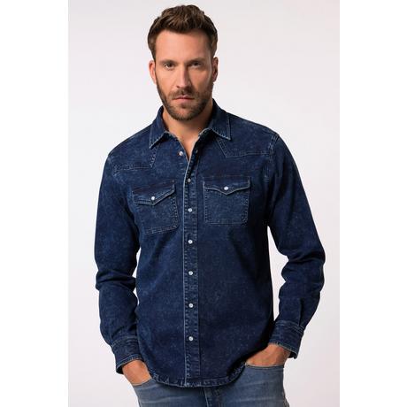 JP1880  Chemise en jean FLEXNAMIC®, tissu denim, manches longues et col Kent, coupe Modern Basic Fit - jusqu'au 8&nbsp;XL 