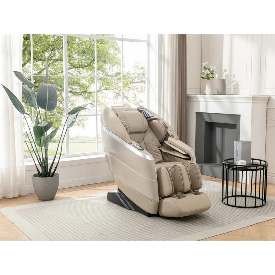 Vente-unique  Poltrona massaggiante Controllo vocale Sistema zero gravity in Similpelle Beige  - ULAP 