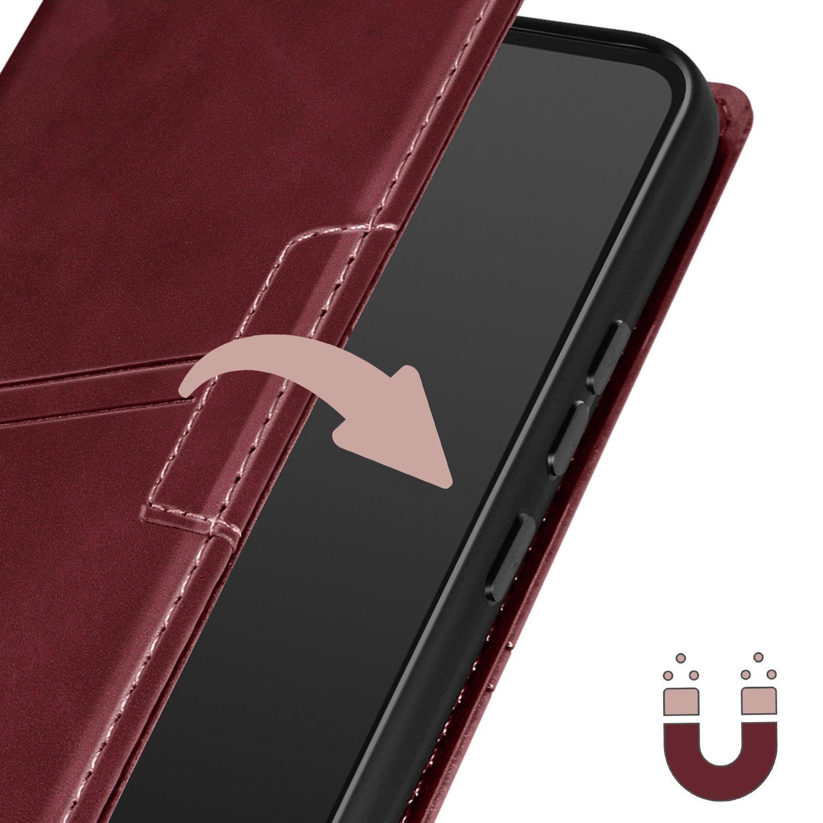 Avizar  Étui Galaxy A34 5G Portefeuille Bordeaux 