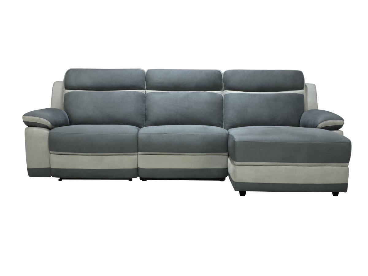 Vente-unique Relaxsofa Ecksofa elektrisch - Ecke rechts - Mikrofaser - Anthrazit & Hellgrau - TALCA  