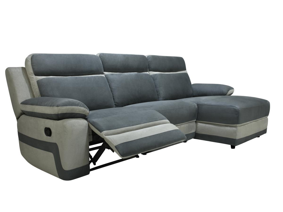 Vente-unique Relaxsofa Ecksofa elektrisch - Ecke rechts - Mikrofaser - Anthrazit & Hellgrau - TALCA  