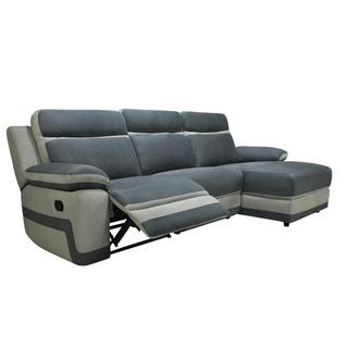 Vente-unique Relaxsofa Ecksofa elektrisch - Ecke rechts - Mikrofaser - Anthrazit & Hellgrau - TALCA  