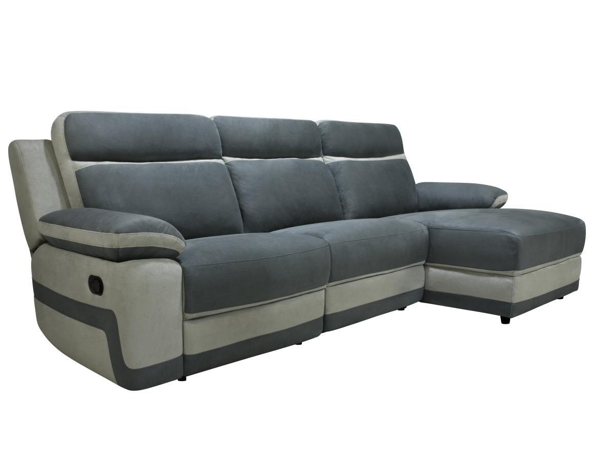 Vente-unique Relaxsofa Ecksofa elektrisch - Ecke rechts - Mikrofaser - Anthrazit & Hellgrau - TALCA  