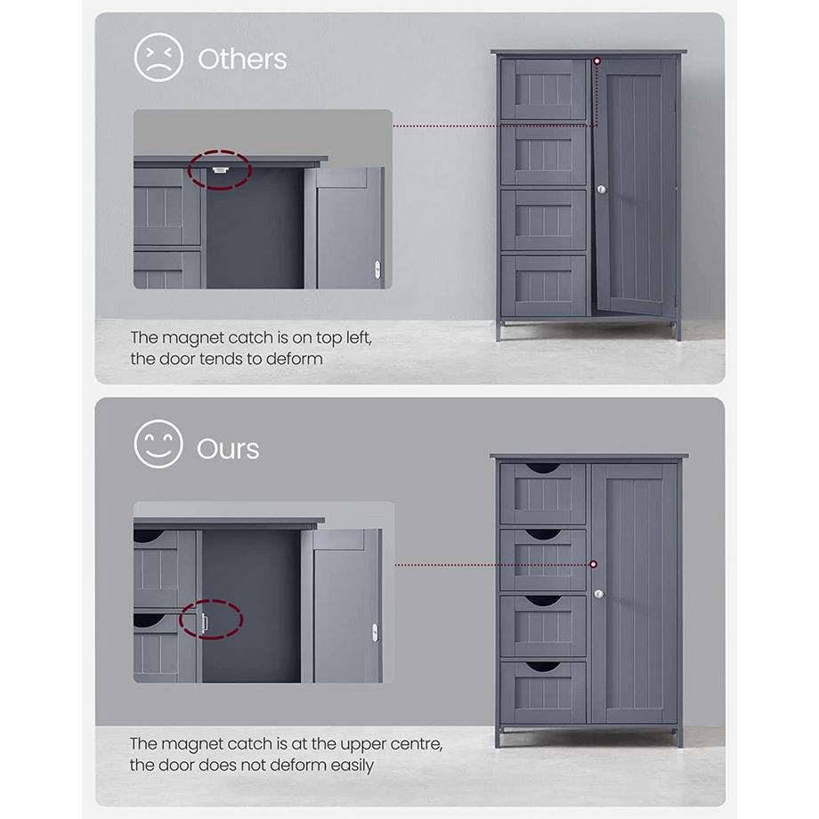 Pricenet Armoire de salle de bain compacte grise avec étagères réglables  