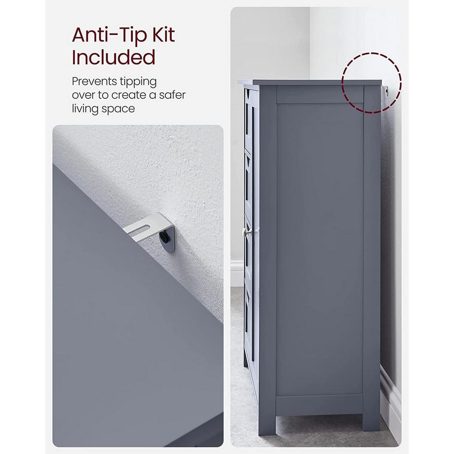 Pricenet Armoire de salle de bain compacte grise avec étagères réglables  