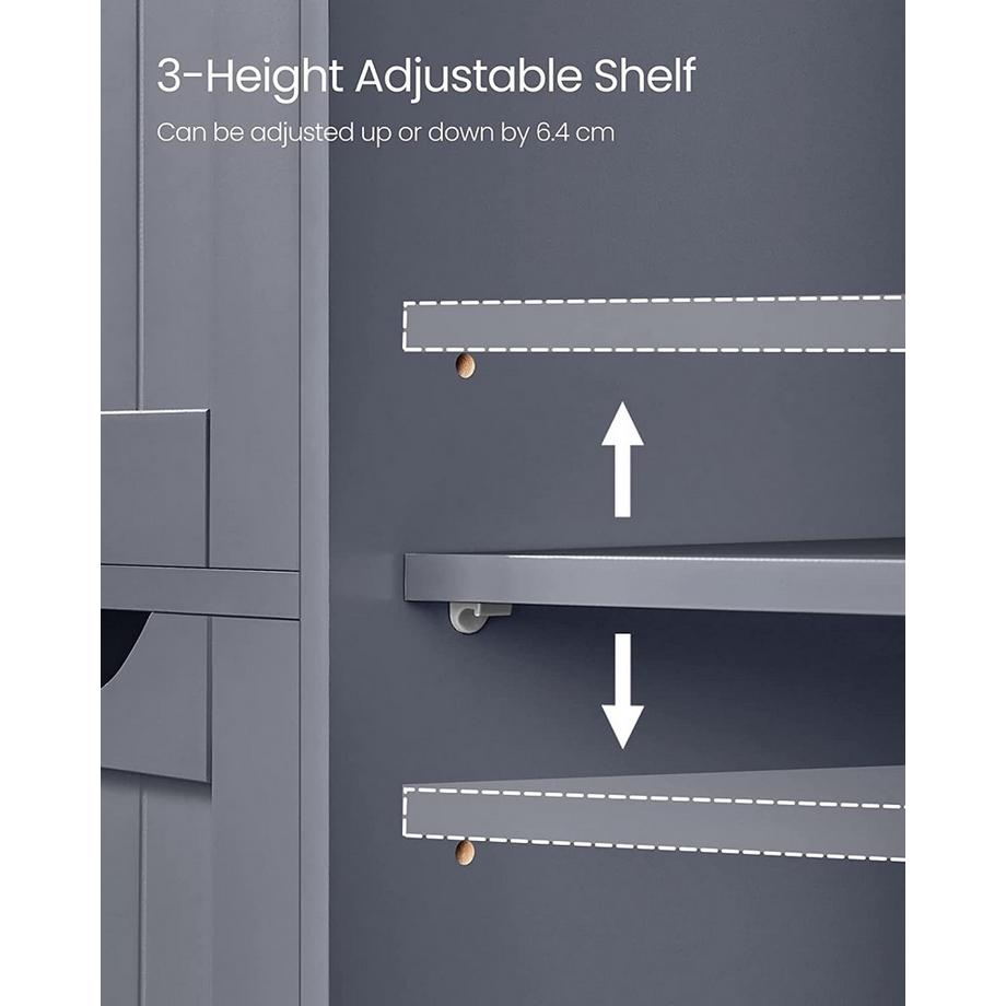 Pricenet Armoire de salle de bain compacte grise avec étagères réglables  