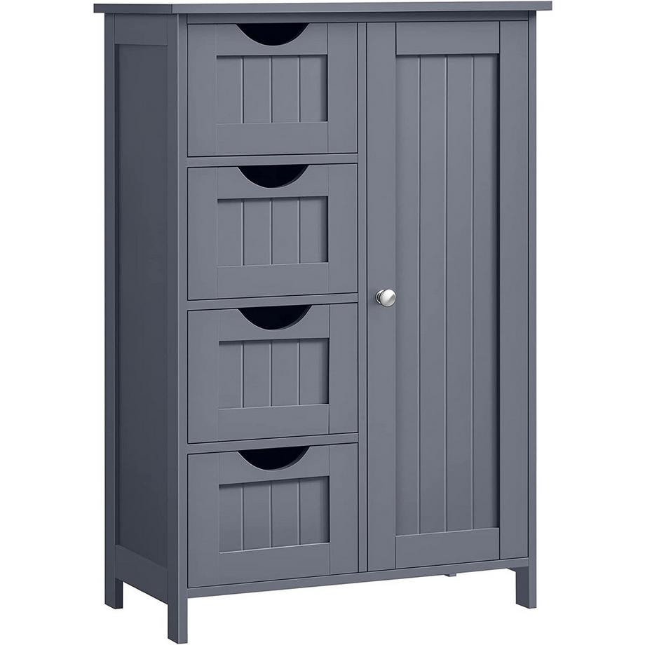 Armoire de salle de bain compacte grise avec étagères réglables