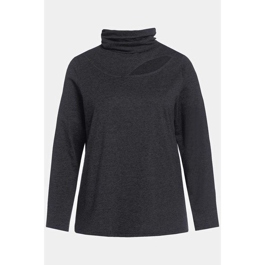 Ulla Popken Maglia Classica Maniche Lunghe Cut-Out Collo Alto  