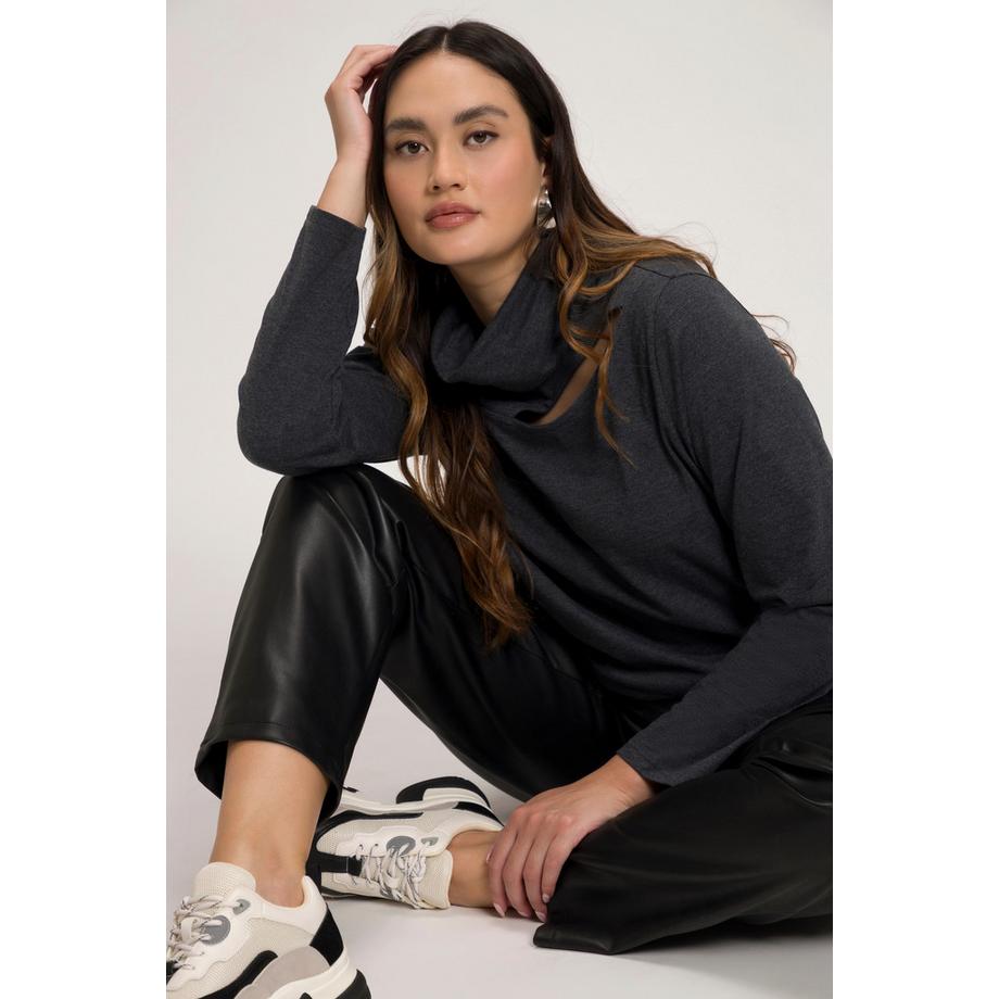 Ulla Popken Maglia Classica Maniche Lunghe Cut-Out Collo Alto  