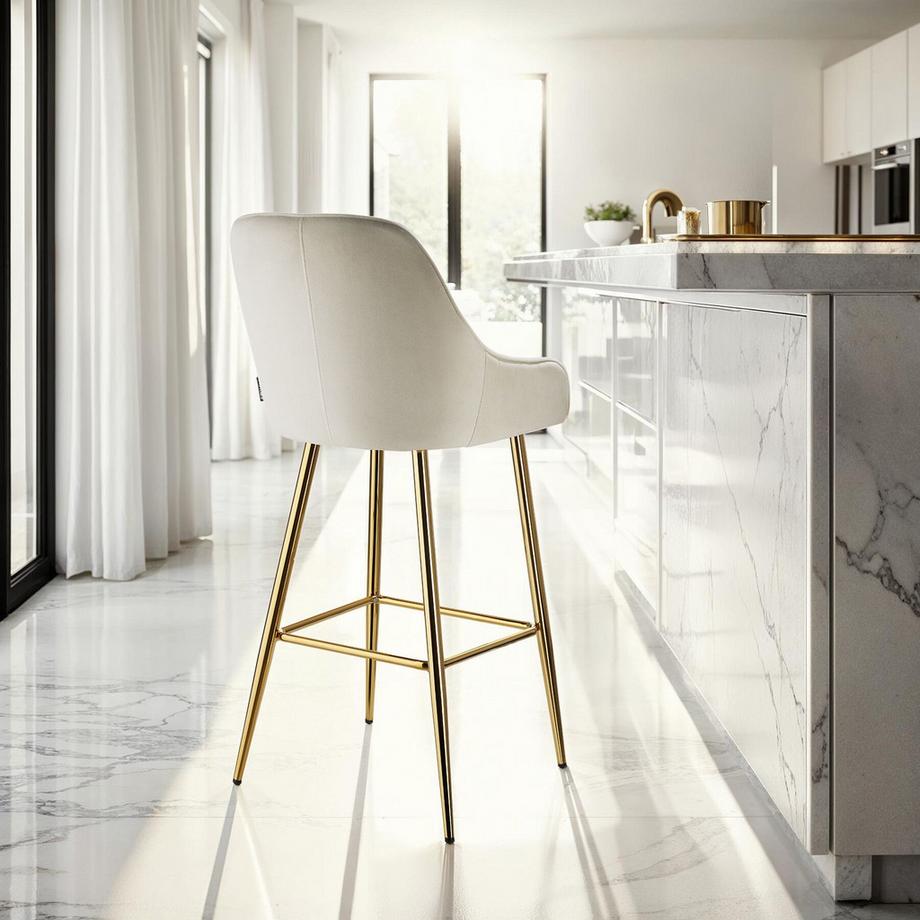 Tectake Tabouret de bar AVANE en aspect velours rembourré  