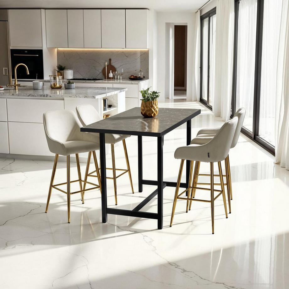 Tectake Tabouret de bar AVANE en aspect velours rembourré  