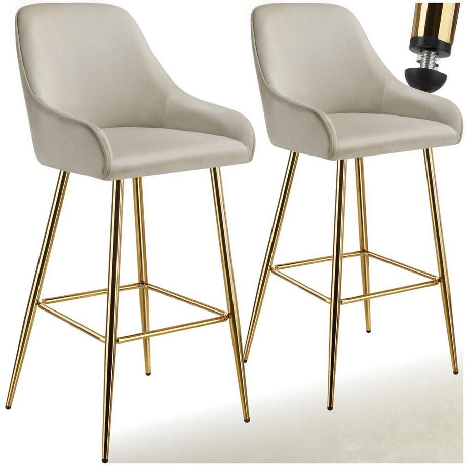 Tabouret de bar AVANE en aspect velours rembourré