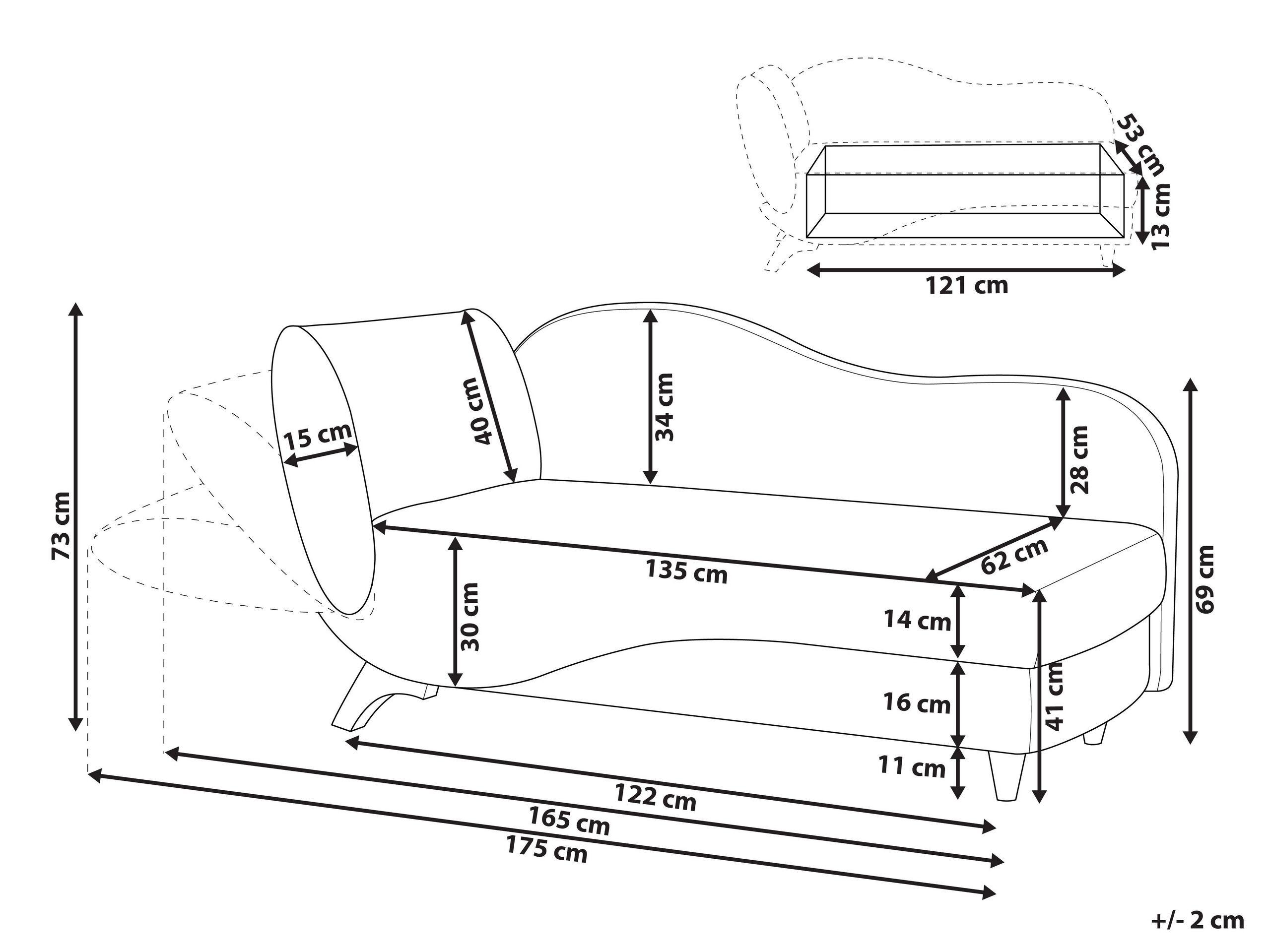 Beliani Chaise longue en Velours Rétro MERI  