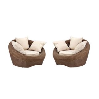 Vente-unique Gartensessel Polyrattan 2erSet Karamell WHITEHEAVEN  