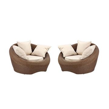 Lot de 2 fauteuils de jardin en résine tressée caramel WHITEHEAVEN