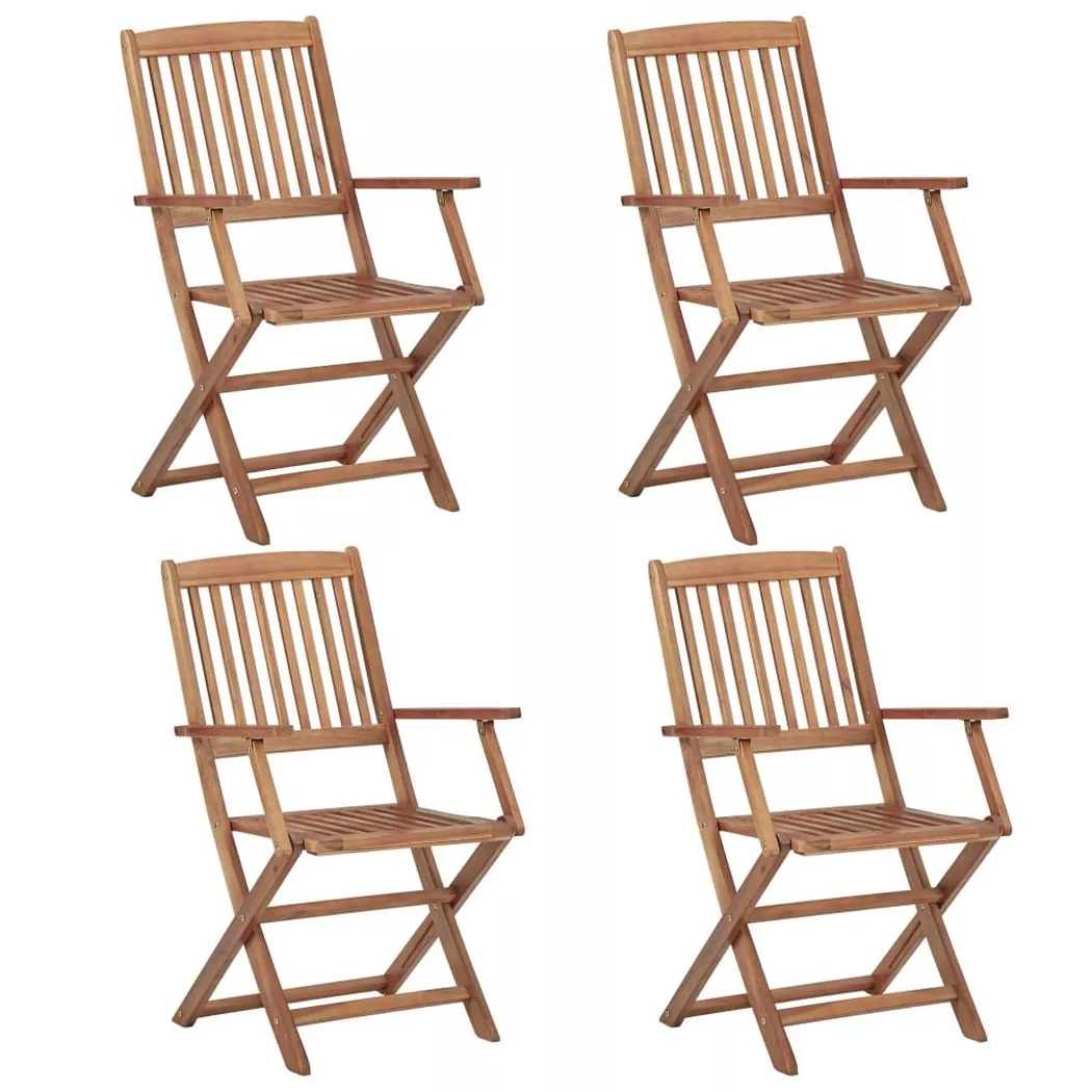 vidaXL Klappstühle, 4 Stück, massives Akazienholz