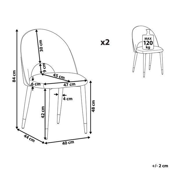 Beliani Chaise de salle à manger en Velours Rétro MAGALIA  