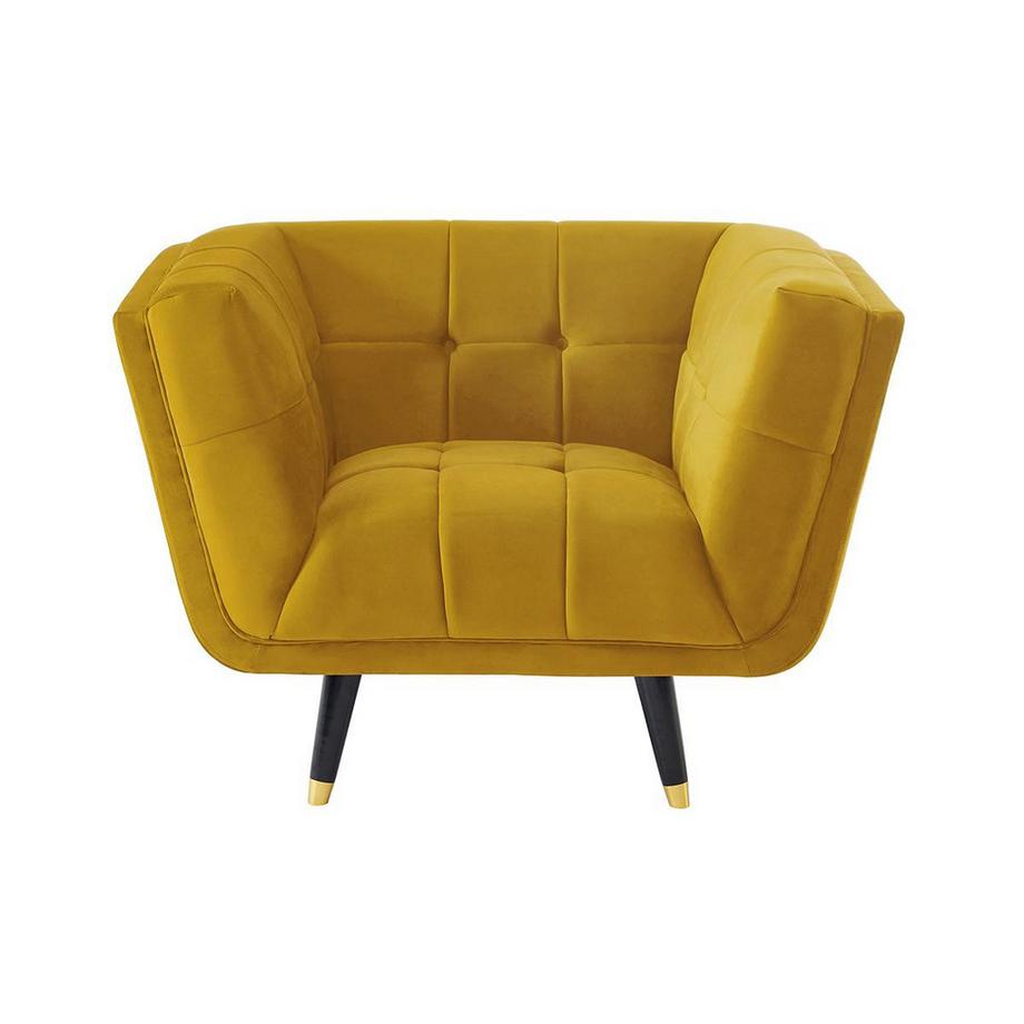Vente-unique Fauteuil SAMANTHA II en velours Ocre  