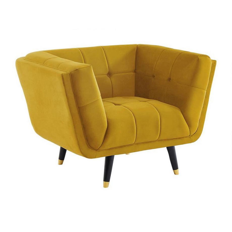 Vente-unique Fauteuil SAMANTHA II en velours Ocre  