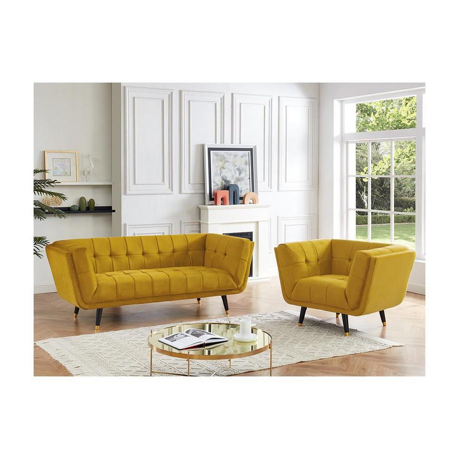 Vente-unique Fauteuil SAMANTHA II en velours Ocre  