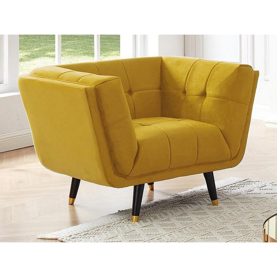 Vente-unique Fauteuil SAMANTHA II en velours Ocre  