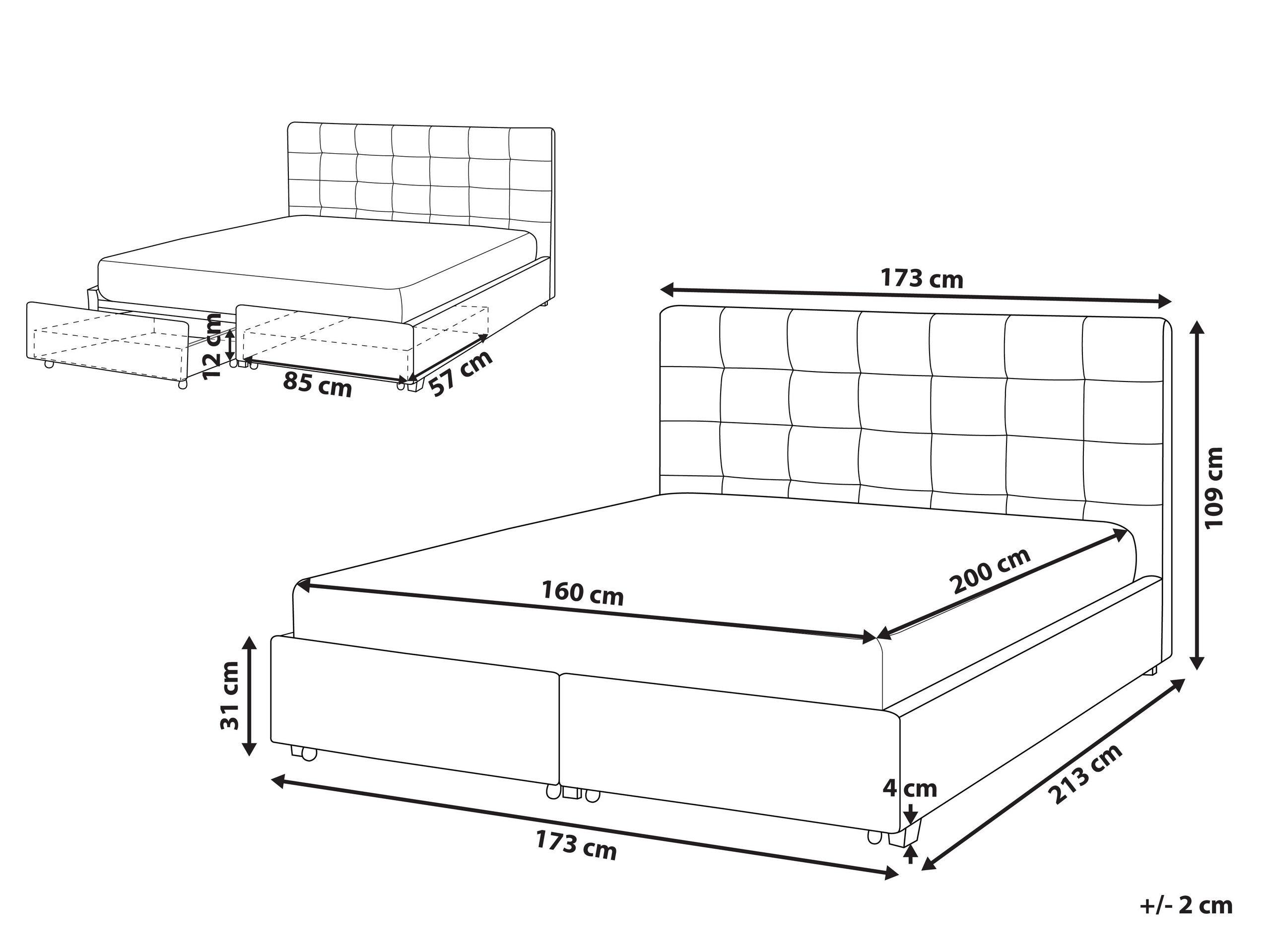 Beliani Letto contenitore en Poliestere Glamour ROCHELLE  