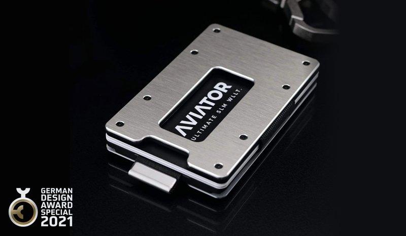 AVIATOR Smart Wallet Slide Brushed Silver AirTag Clip  